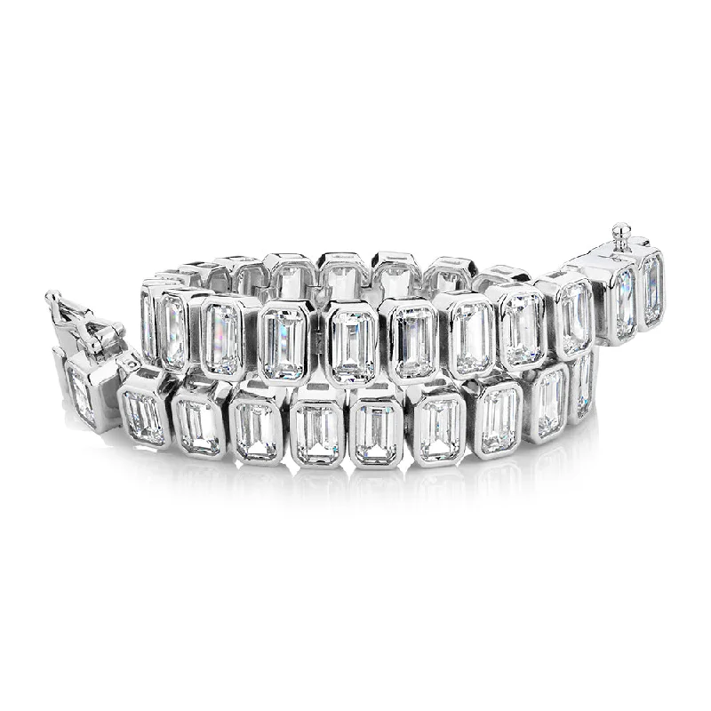 Ladies bracelets for fresh elegance -Emerald Cut tennis bracelet with 29.04 carats* of diamond simulants in sterling silver