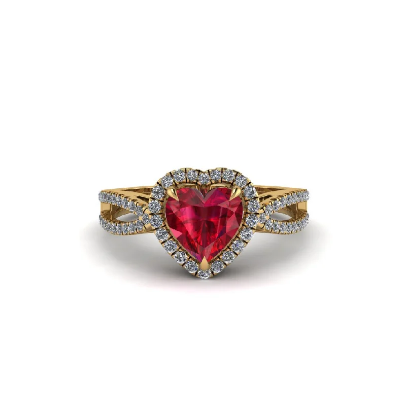 engagement-platinum-two-tone-rings-Heart's Ruby Embrace Engagement Ring - Alison No. 10