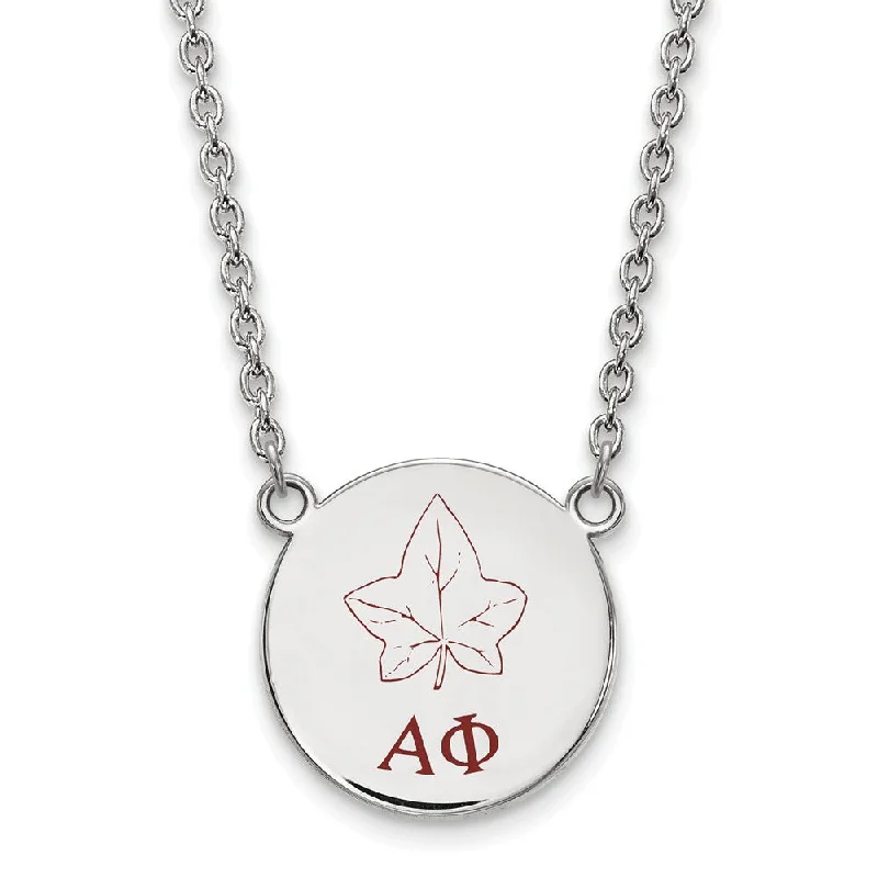 Ladies necklaces bold charm -Sterling Silver Alpha Phi Large Enamel Necklace