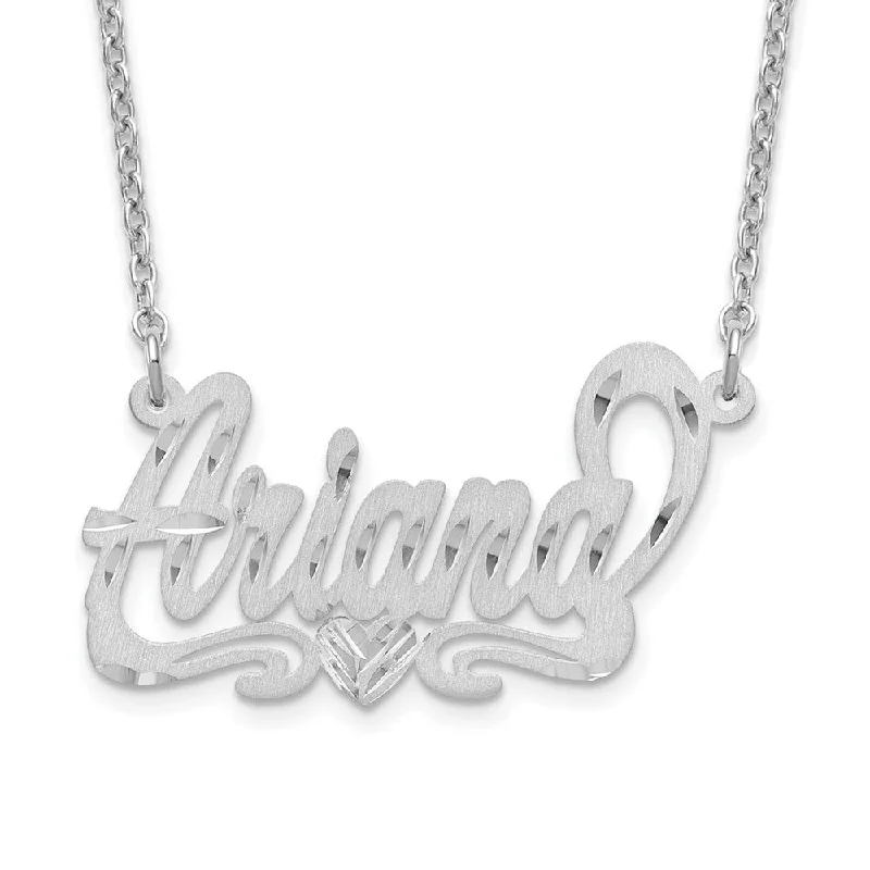 Ladies necklaces for digital charm -Personalized Satin and Diamond-Cut Open Script Name Necklace