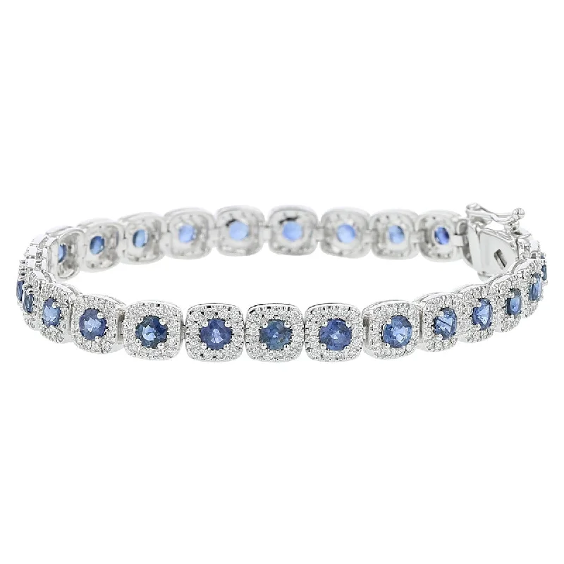 Ladies bracelets for healer charm -14K White Gold Sapphire and Diamond Bracelet