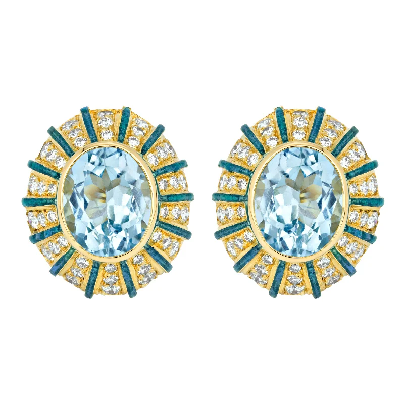 ladies-gift-ear-cuff-earrings-Earrings- Blue Topaz And Diamond (Enamel) (1228L)