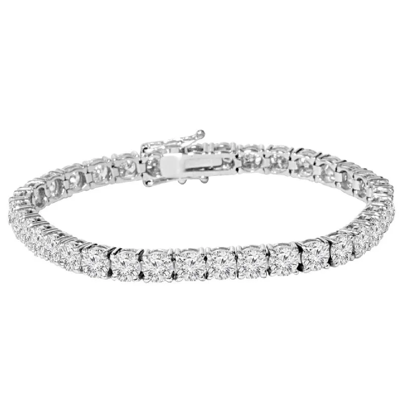 Ladies bracelets with delicate engravings -14K WG 7.91 Ct. Lab Grown Diamond Prong Set Tennis Bracelet 7”