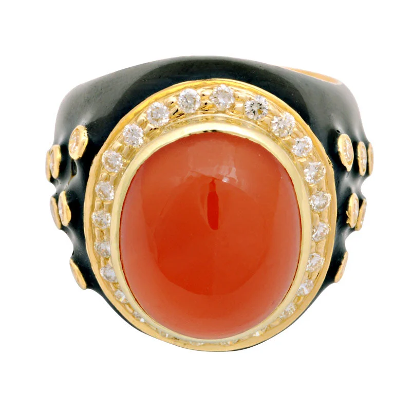 ladies-affordable-sapphire-rings-Ring-Cornelian and Diamond (Enamel)