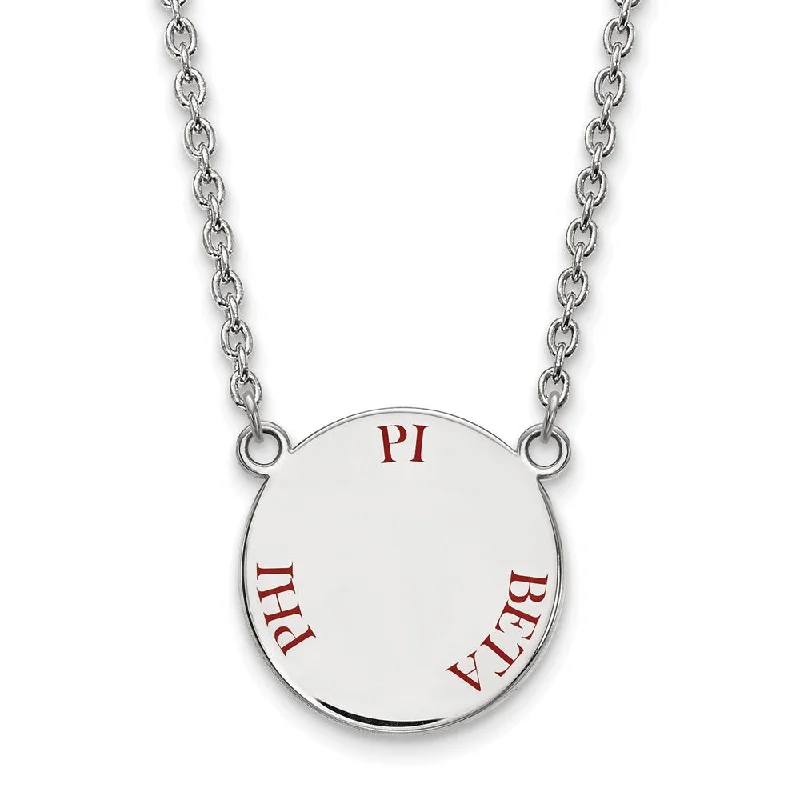 Ladies necklaces with rain pendants -Sterling Silver Pi Beta Phi Large Wine Enamel Necklace