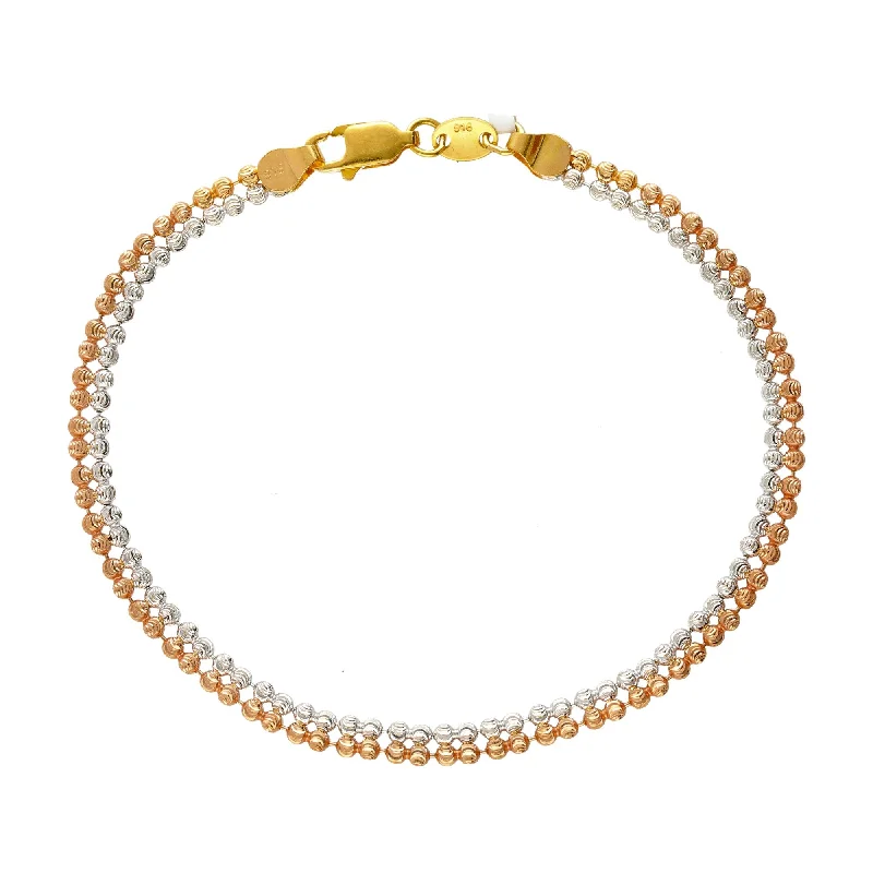 Ladies bracelets timeless elegance -22K Multi-Tone Gold Two Layer Bracelet