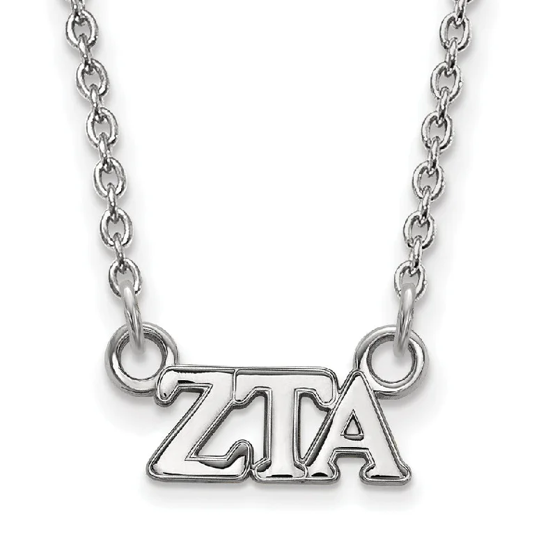 Ladies necklaces for casual vibes -Sterling Silver Zeta Tau Alpha XS (Tiny) Greek Letters Necklace