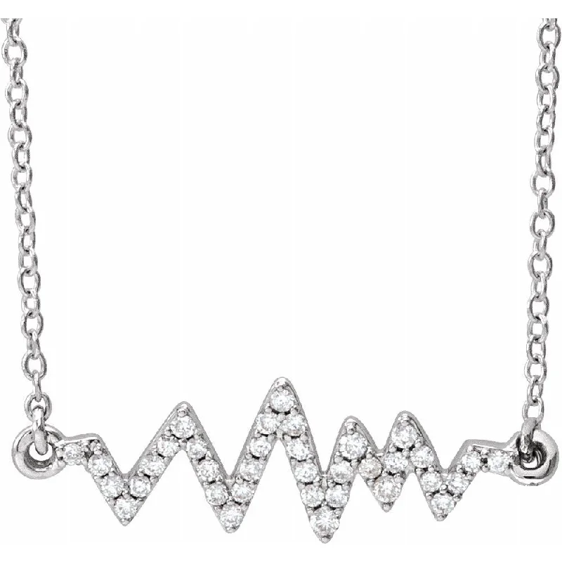 Ladies necklaces bold elegance -14k Yellow, White or Rose Gold Diamond Heartbeat Necklace, 16-18 Inch