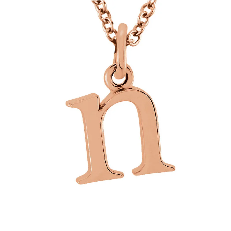 Ladies necklaces dainty flair -The Abbey Lower Case Initial 'n' Necklace in 14k Rose Gold, 16 Inch