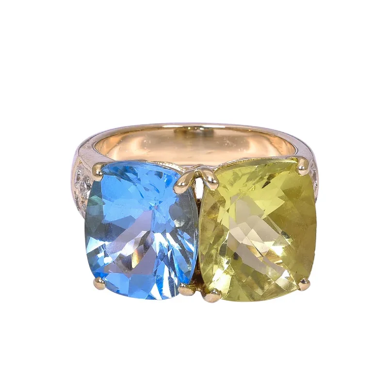 ladies-vintage-diamond-rings-Ring- Blue Topaz, Lemon Quartz and Diamond