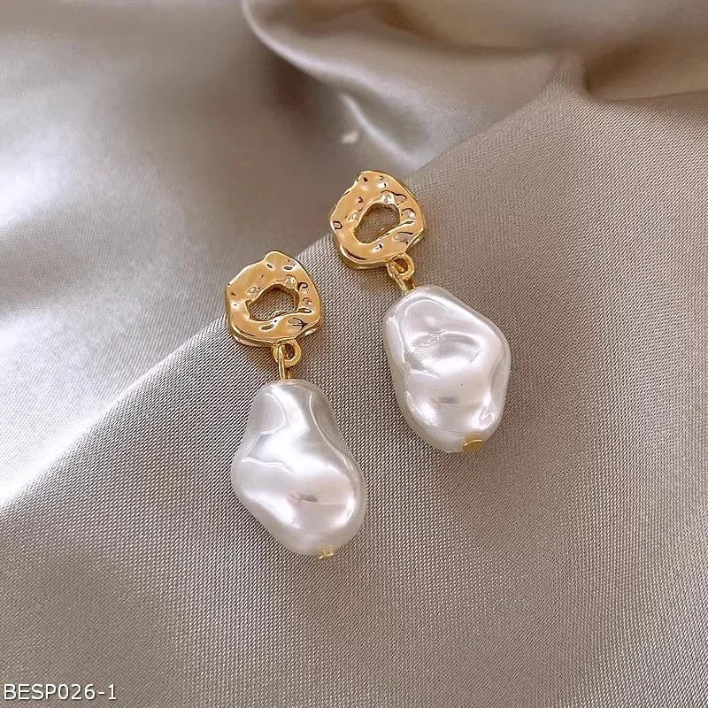 ladies-unique-ear-wrap-earrings-French Baroque faux pearl  earrings