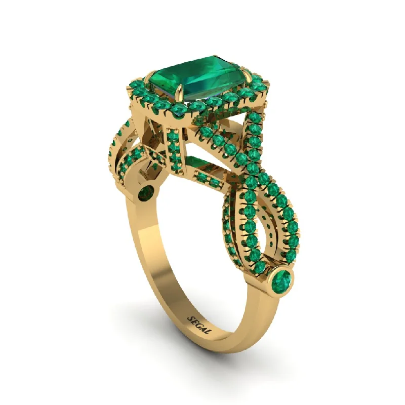 engagement-diamond-pave-set-rings-Emerald  Halo Radiant Splendor Engagement Ring - Kaylani No. 19