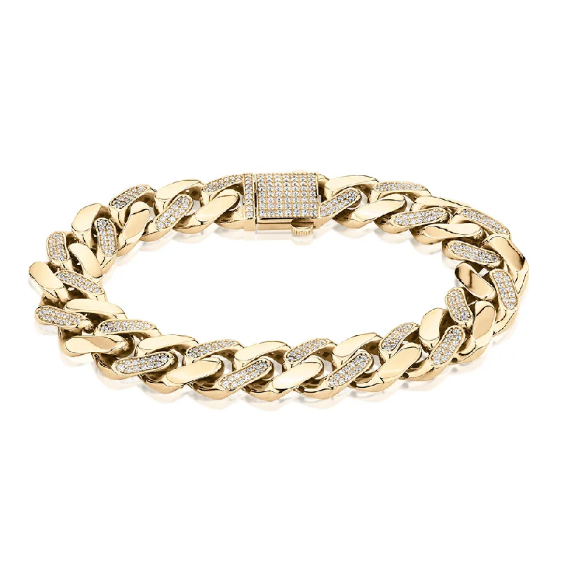 Ladies bracelets with dusk sapphire -Round Brilliant bracelet with diamond simulants in 10 carat yellow gold