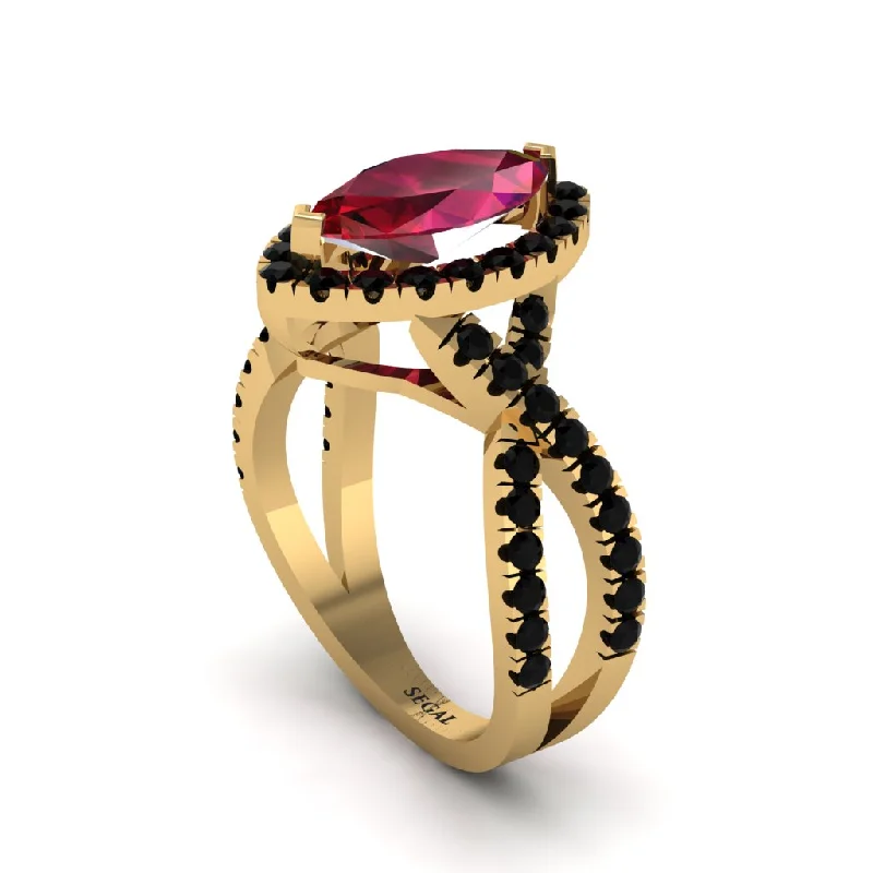 engagement-wedding-bezel-set-rings-Ruby Marquise Split Shank Engagement Ring - Carly No. 40