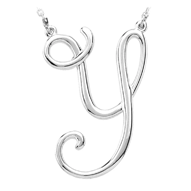 Ladies necklaces for sparkling nights -Sterling Silver, Olivia Collection, Medium Script Initial Y Necklace