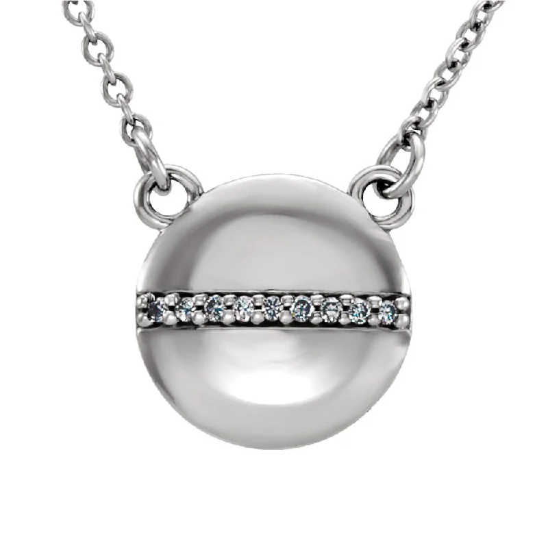 Ladies necklaces with rose rhodonite -.025 Ctw Diamond 10mm Circle Necklace in 14k White Gold, 16 Inch