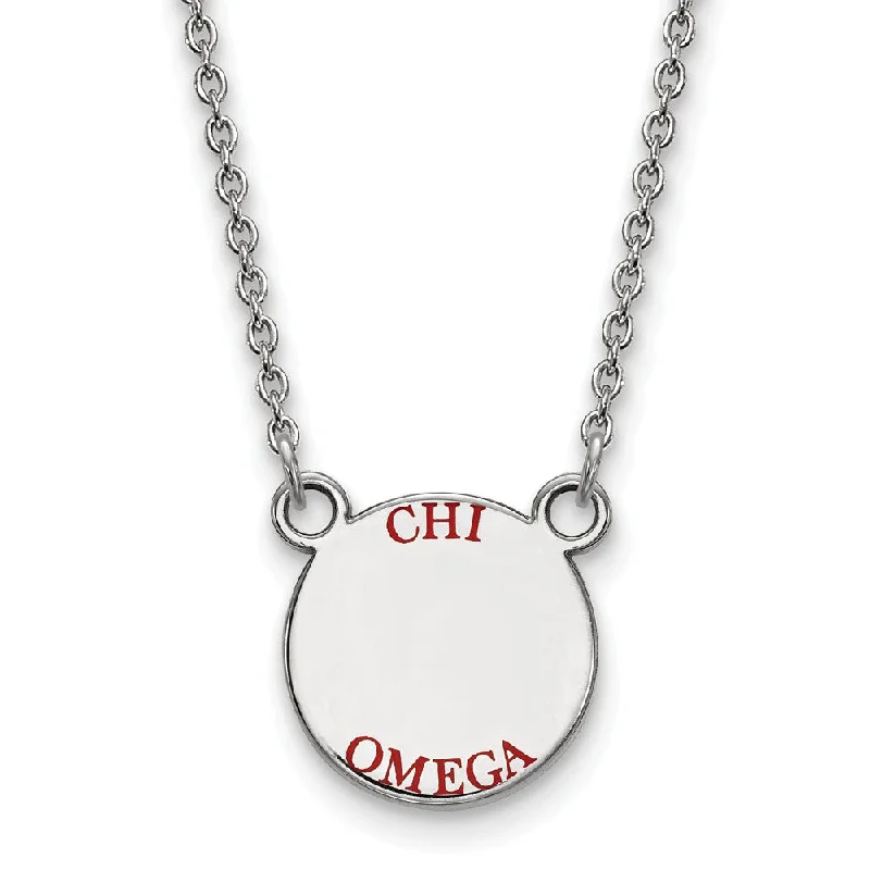 Ladies necklaces light elegance -Sterling Silver Chi Omega Small Red Enamel Necklace