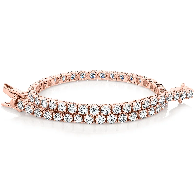 Ladies bracelets with mist sapphire -Premium Lab-Grown Diamond, 5 carat TW round brilliant tennis bracelet in 18 carat rose gold