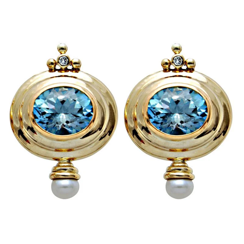 ladies-gemstone-tassel-earrings-Earrings-Blue Topaz, Pearl and Diamond  (1642C)