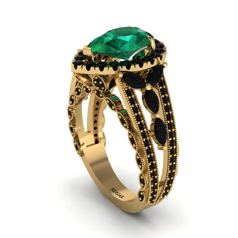 engagement-luxury-emerald-rings-Emerald Imperial Blossom Engagement Ring - April No. 34