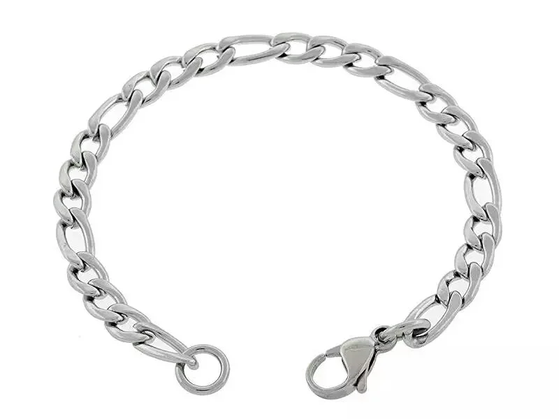 Ladies bracelets with jade opal -Stainless Steel 5mm  Figaro Chain  Bracelet