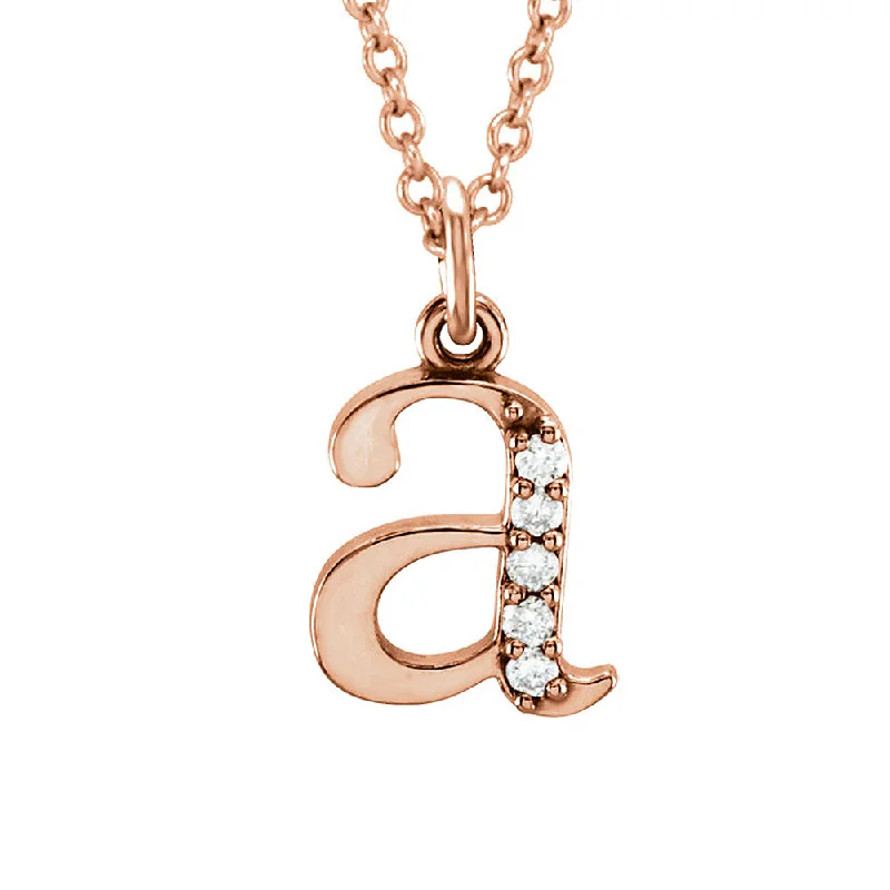 Ladies necklaces sleek charm -The Abbey 14k Rose Gold Diamond Lower Case Initial 'a' Necklace 16 In