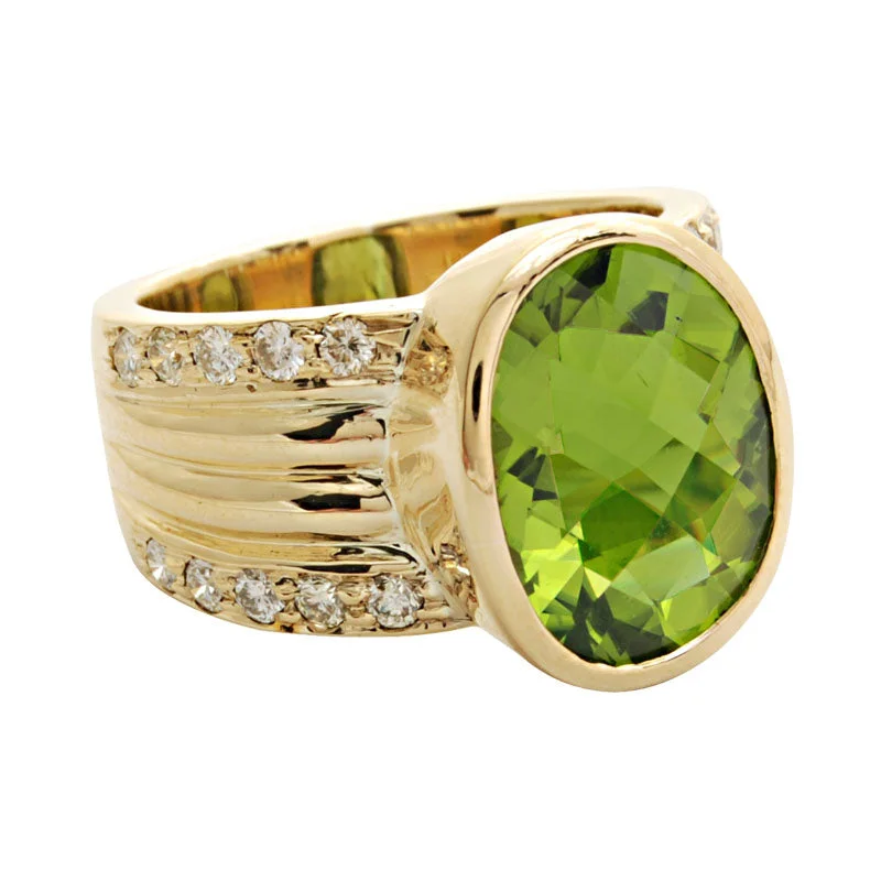 ladies-rose-gold-bypass-rings-Ring-Peridot and Diamond