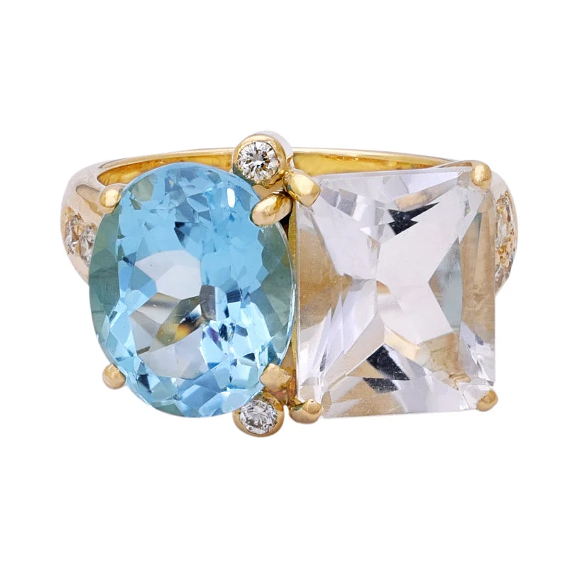 ladies-gold-accent-rings-Ring- Crystal, Blue Topaz and Diamond