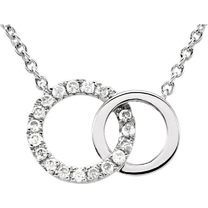 Ladies necklaces light elegance -.06 Ctw Diamond Double Circle Necklace in 14k White Gold, 18 Inch