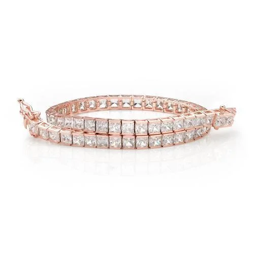 Ladies bracelets with ruby elegance -Princess Cut tennis bracelet with 10.26 carats* of diamond simulants in 10 carat rose gold