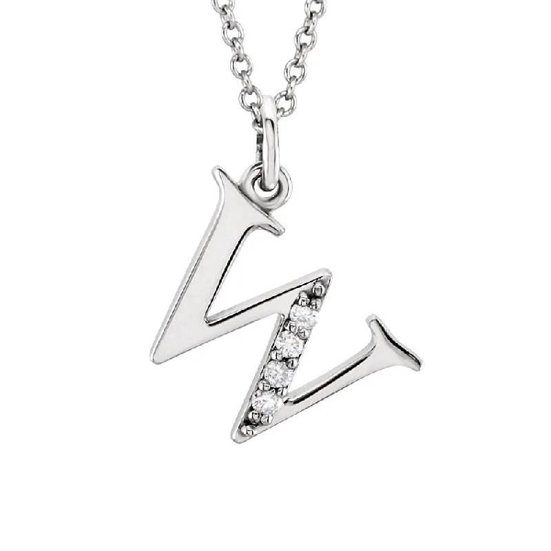 Ladies necklaces fancy elegance -The Abbey 14k White Gold Diamond Lower Case Initial 'w' Necklace 16 In