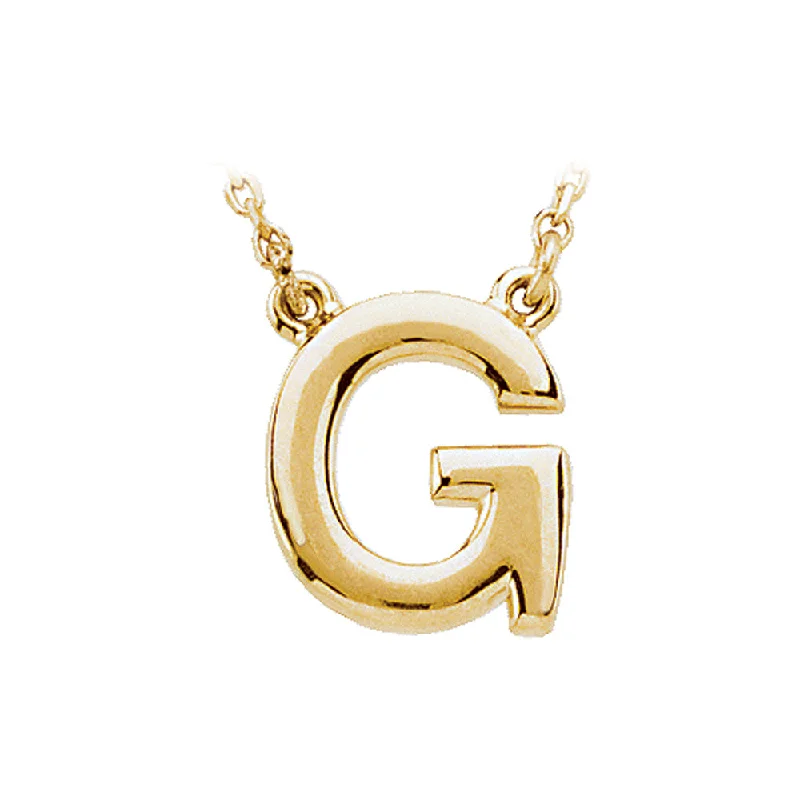 Ladies necklaces vintage flair -14K Yellow Gold, Kendall Collection, Block Initial G Necklace, 16 Inch