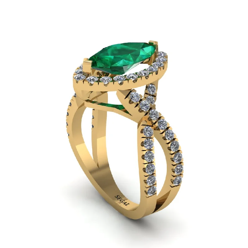 engagement-unique-diamond-rings-Emerald Marquise Split Shank Engagement Ring - Carly No. 4