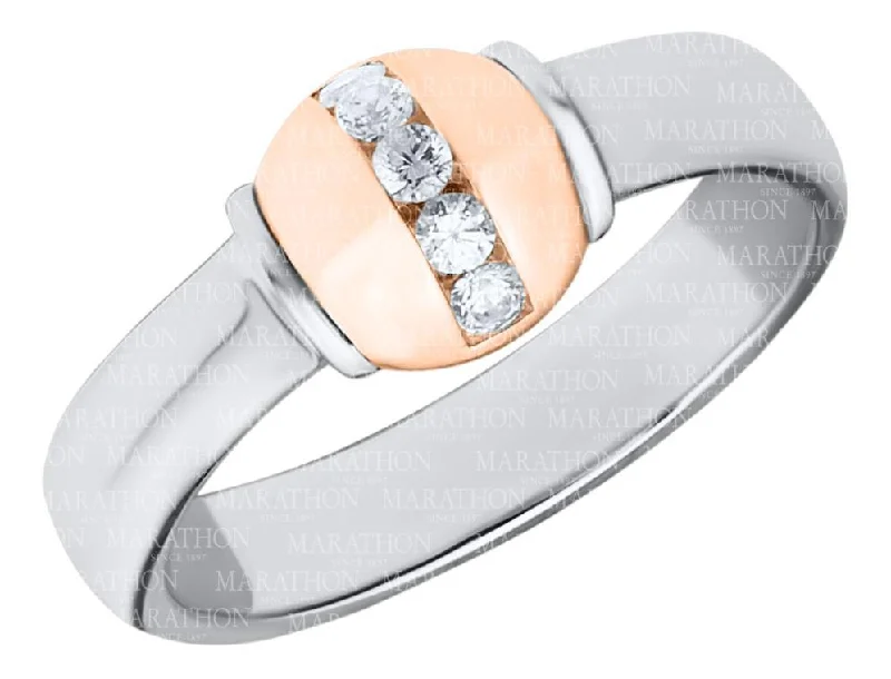 ladies-heart-shank-rings-Authentic Cape Cod Ring made by Lestage - Sterling Silver w/ 14k Rose Gold Diamond Bead