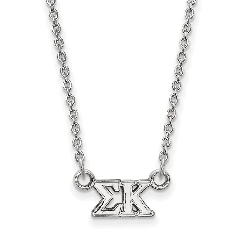 Ladies necklaces classic charm -Sterling Silver Sigma Kappa XS (Tiny) Greek Letters Necklace