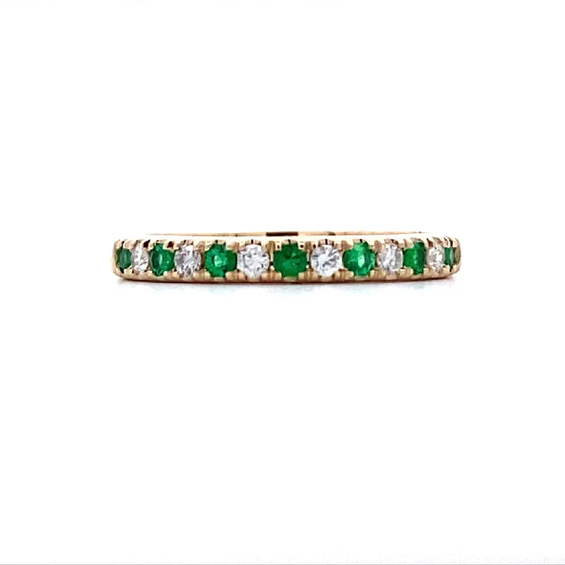 ladies-classic-silver-rings-1/4ctw Emerald & Diamond Ring in Yellow Gold by B&C