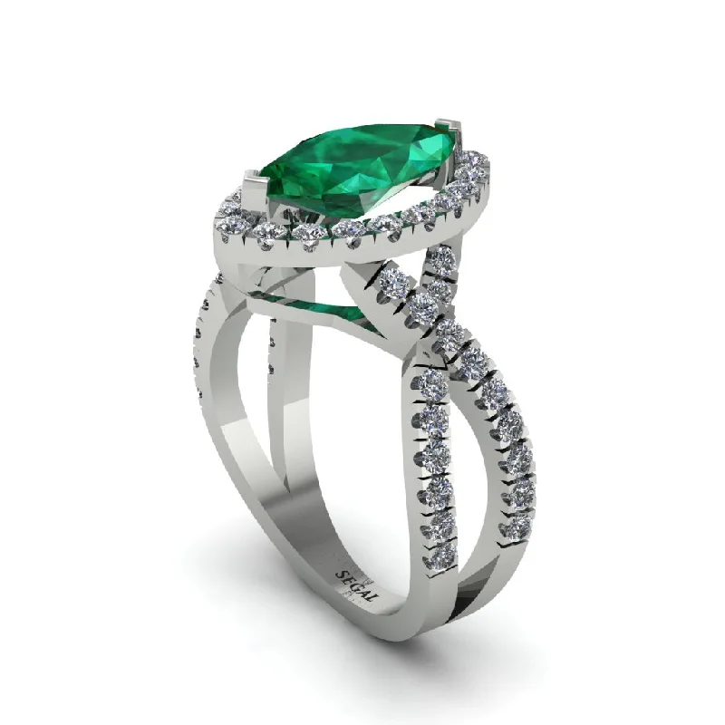 engagement-bridal-pave-set-rings-Emerald Marquise Split Shank Engagement Ring - Carly No. 6