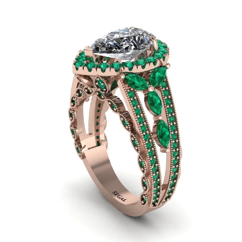 engagement-custom-emerald-rings-Diamond Imperial Blossom Engagement Ring - April No. 17