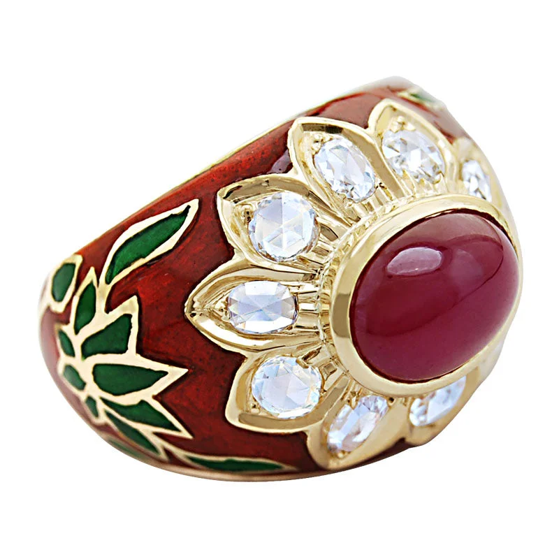 ladies-diamond-channel-set-rings-Ring-Ruby and Diamond (Enamel)