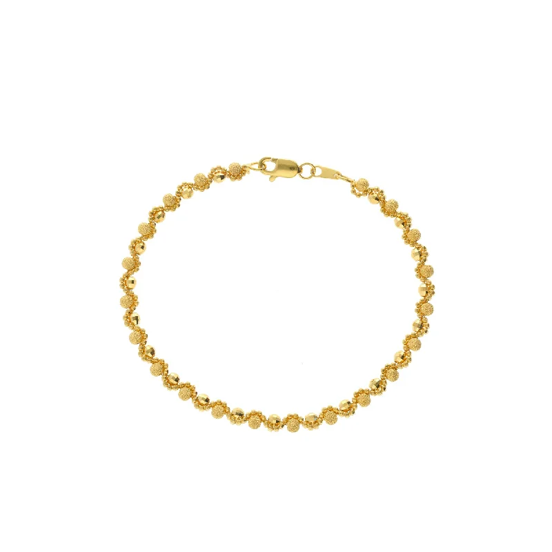 Ladies bracelets futuristic elegance -22K Yellow Gold Alternating pattern Link peace Bracelet, 9.1 grams