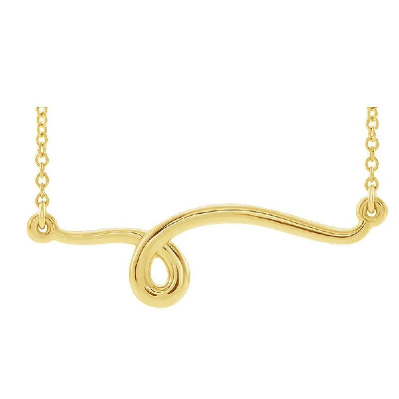 Ladies necklaces rustic charm -14k Yellow Gold Freeform Loop Bar Necklace, 16 or 18 Inch