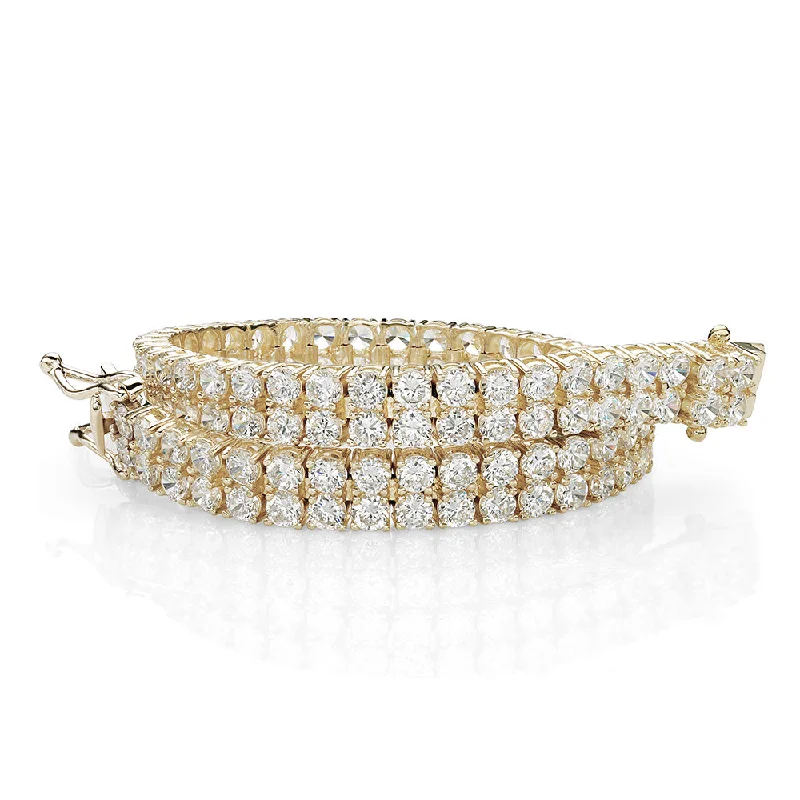 Ladies bracelets for tea elegance -Round Brilliant tennis bracelet with 12.54 carats* of diamond simulants in 10 carat yellow gold