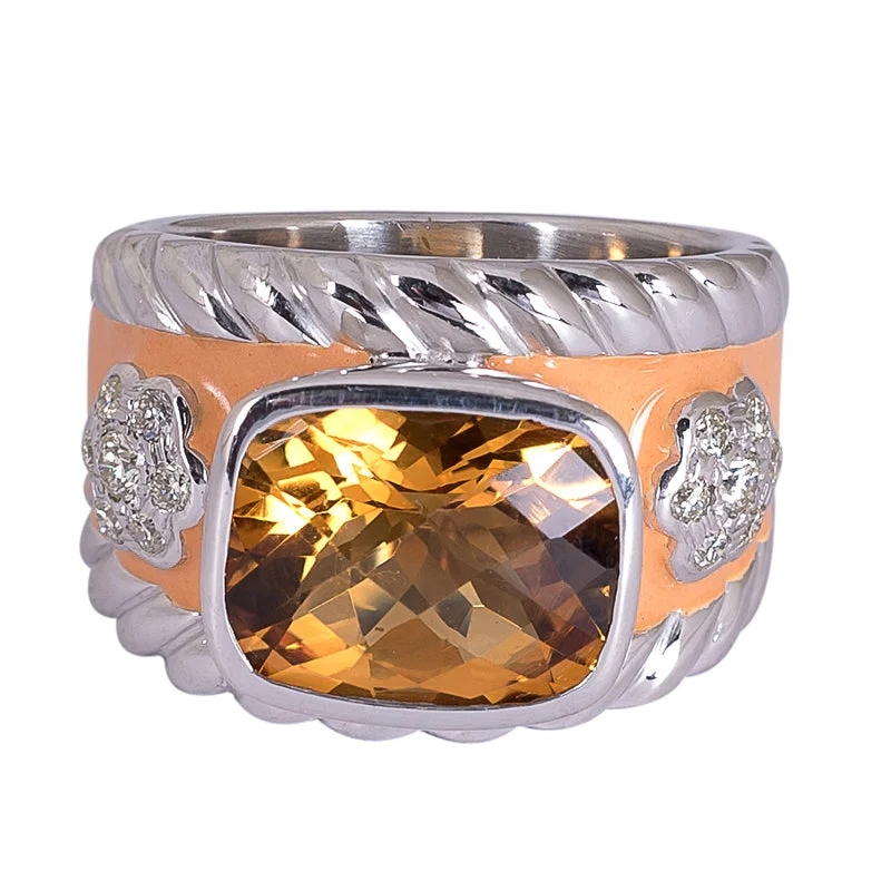 ladies-heart-channel-set-rings-Ring- Citrine and Diamond (Enamel)