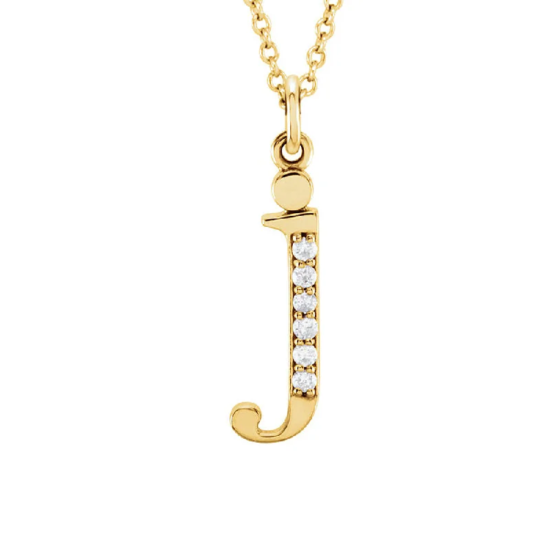 Ladies necklaces ripple charm -The Abbey 14k Yellow Diamond Lower Case Initial 'j' Necklace 16 Inch