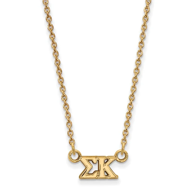 Ladies necklaces quirky charm -14K Plated Silver Sigma Kappa XS (Tiny) Greek Letters Necklace