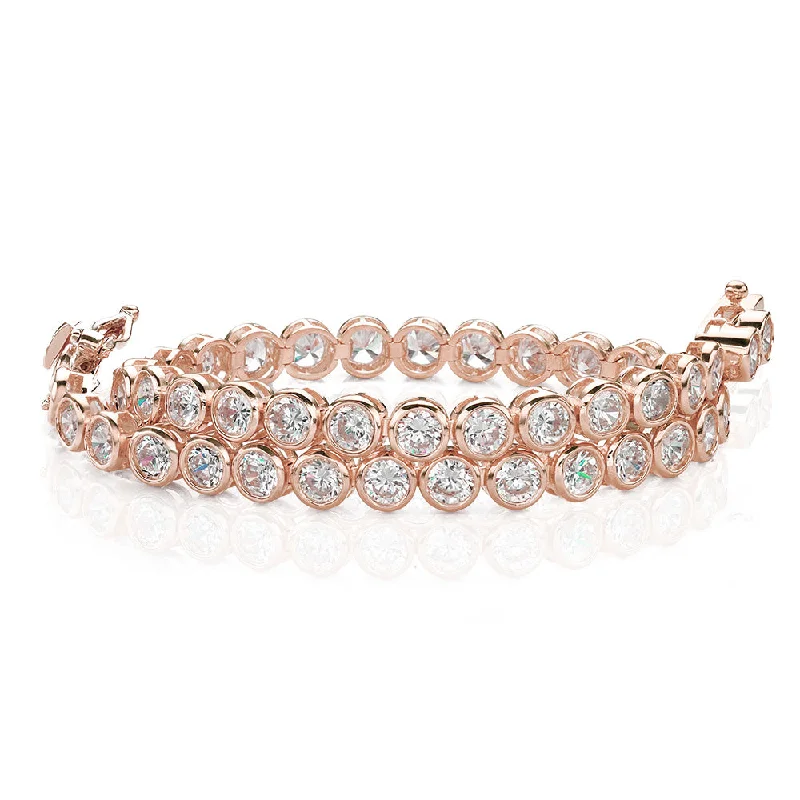 Ladies bracelets for craft elegance -Round Brilliant tennis bracelet with 5.28 carats* of diamond simulants in 10 carat rose gold