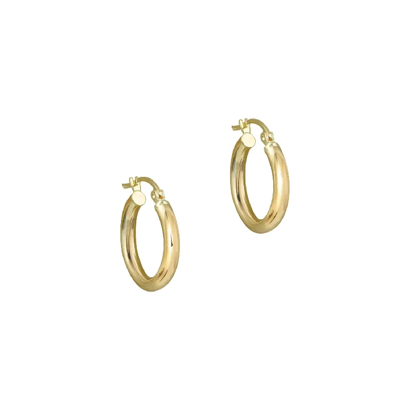 ladies-affordable-teardrop-earrings-THE ESSENTIAL 10KT GOLD HUGGIE HOOP EARRINGS (SMALL)