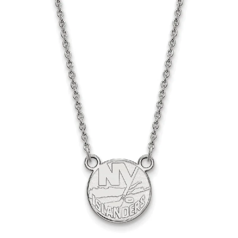 Ladies necklaces for gala charm -14k White Gold NHL New York Islanders Small Necklace, 18 Inch