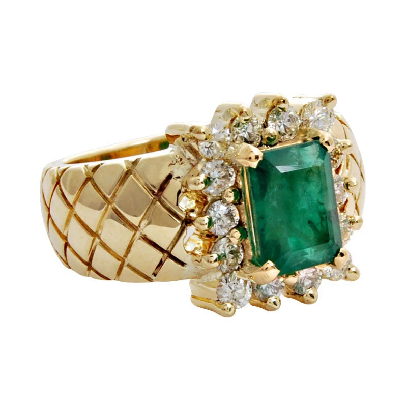 ladies-white-gold-bypass-rings-Ring-Emerald and Diamond