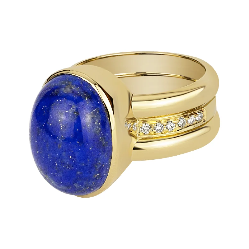 ladies-unique-diamond-rings-Ring - Lapis Lazuli And Diamond